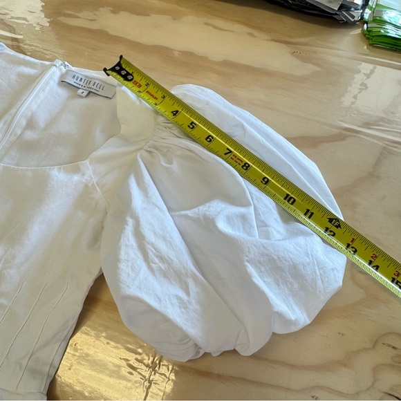 Hunter Bell Puff Sleeve Square Neck Boho Peplum Hem Cotton Sz 2 White - Picture 12 of 13